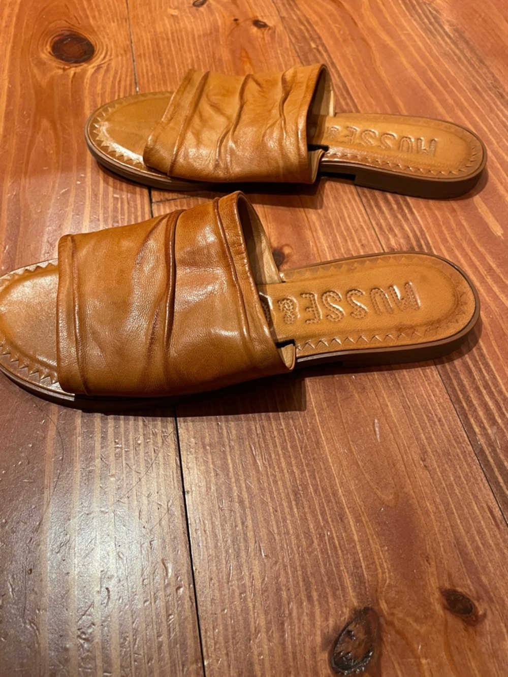 Mussed & Cloud made in Spain Brown Leather Slide Sandals - Picture 7 of 7